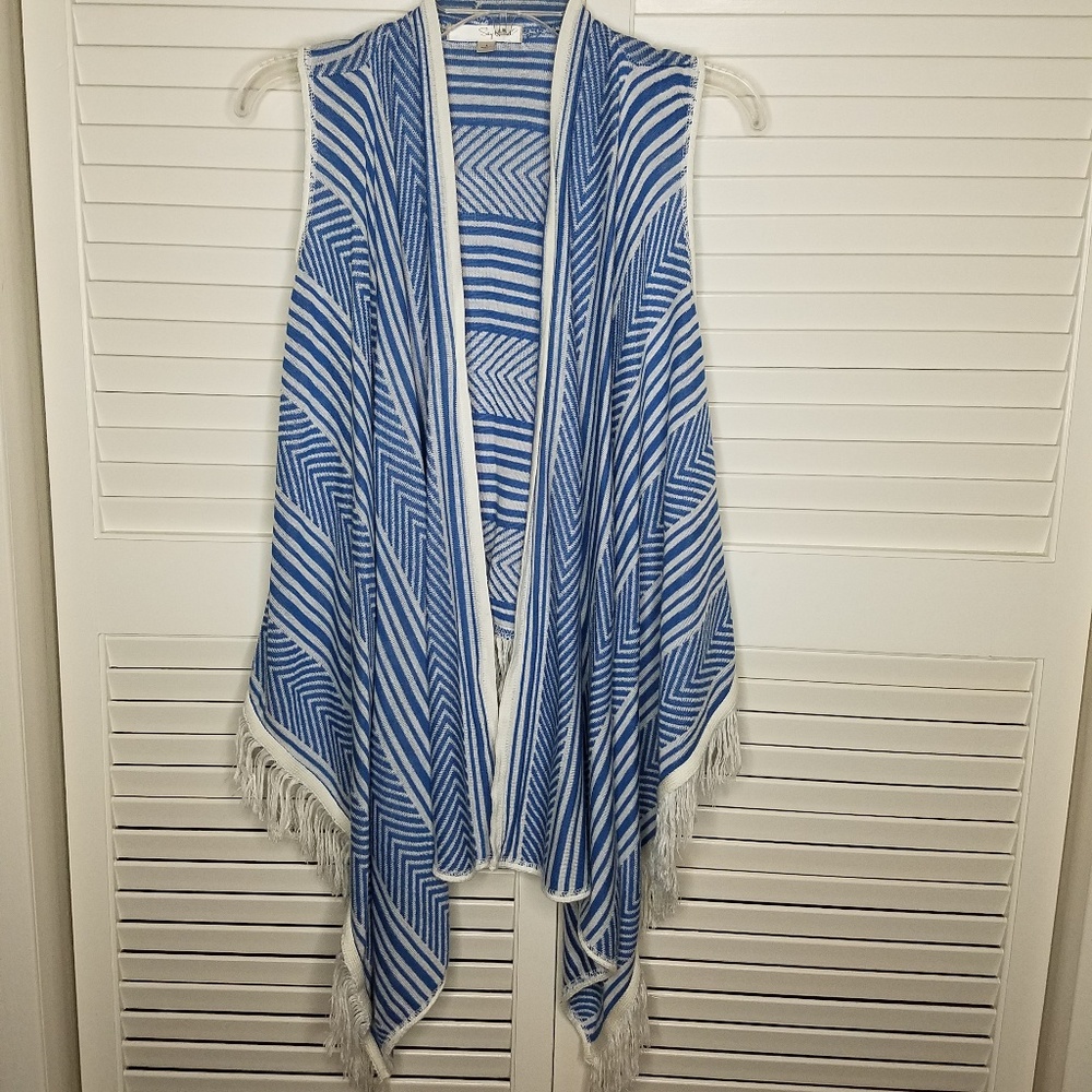 💖Say what? Fringe striped vest